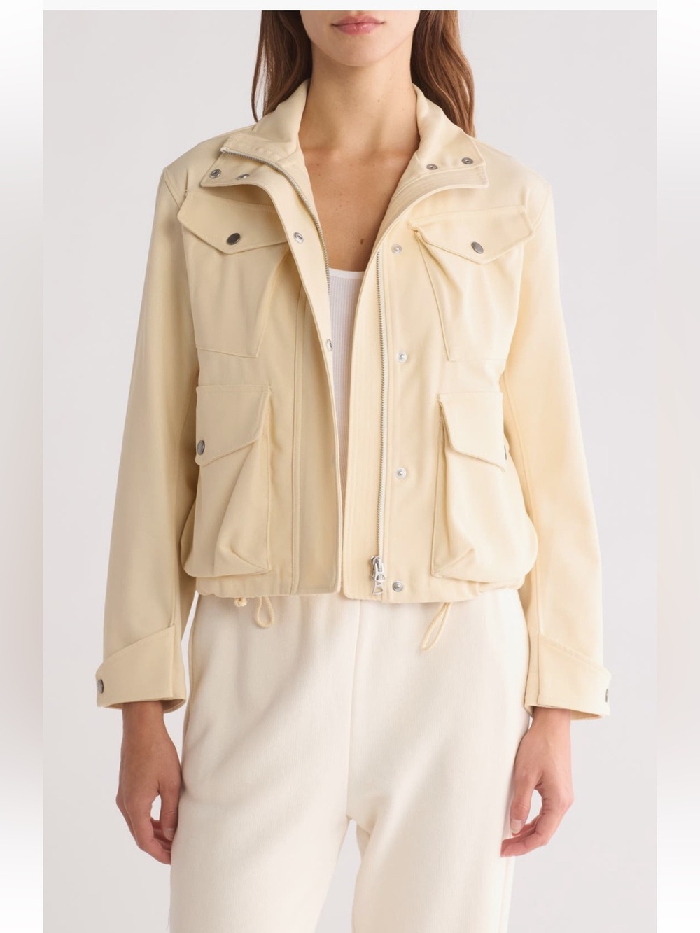 Rag & Bone Trail Cropped Utility Jacket - Ecru - Size Large